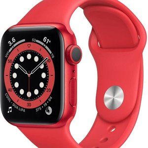 Apple Watch Series 6 40mm Aluminum Case Red Sport Band Smart Watch - (M00A3LLA)